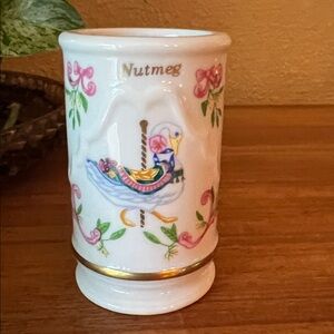 Lenox Nutmeg Porcelain Spice Jar - Hand-Painted Carousel Design Without Lid